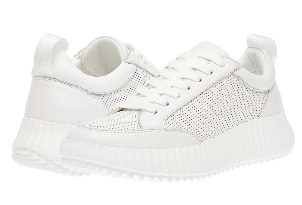 Steve Madden Womens Shock Sneakers US 7.5 M White Leather Platform NIB